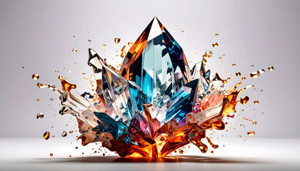 Closeup of Clear Quartz Crystal on White. Science concept. Generated Image