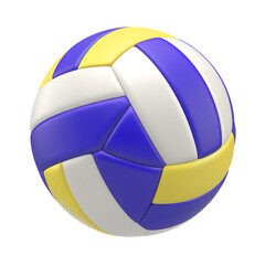 Fototapeta premium 3d volleyball ball icon. Ball white blue yellow. 3d vector render Symbol or emblem football . Vector illustration