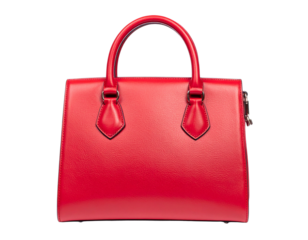 Classic Leather Red Handbag Isolated on White Background