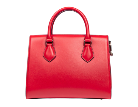 Classic Leather Red Handbag Isolated on White Background - Powered by Adobe