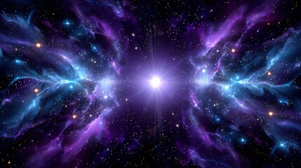 Fototapeta premium Colorful Cosmic Nebula with Bright Light in Outer Space