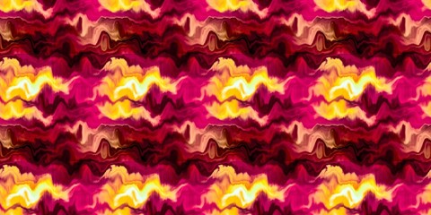 Moody ombre blur tie dye effect seamless border pattern. Wavy liquid paint flow banner edging background in bold hippy style. Striped wash tape textur for continuous design.