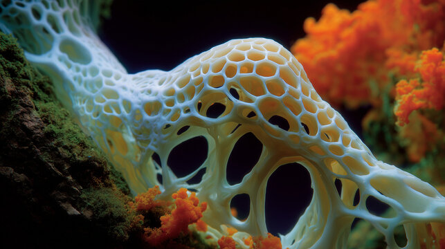 Organic lattice structure with orange coral
