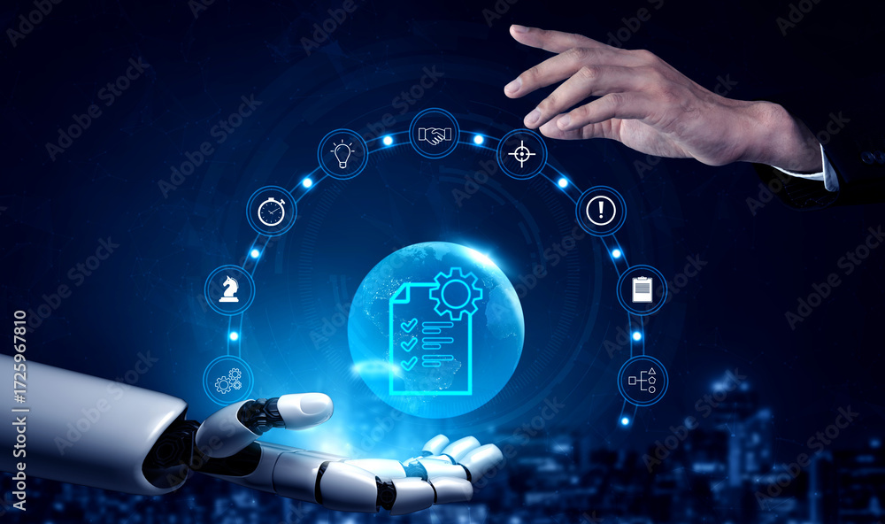 Poster ai for global project management solutions and services. an ai strategy for business planning and ex