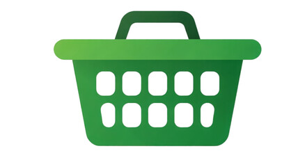 Fototapeta premium Green shopping basket icon for retail and groceries.