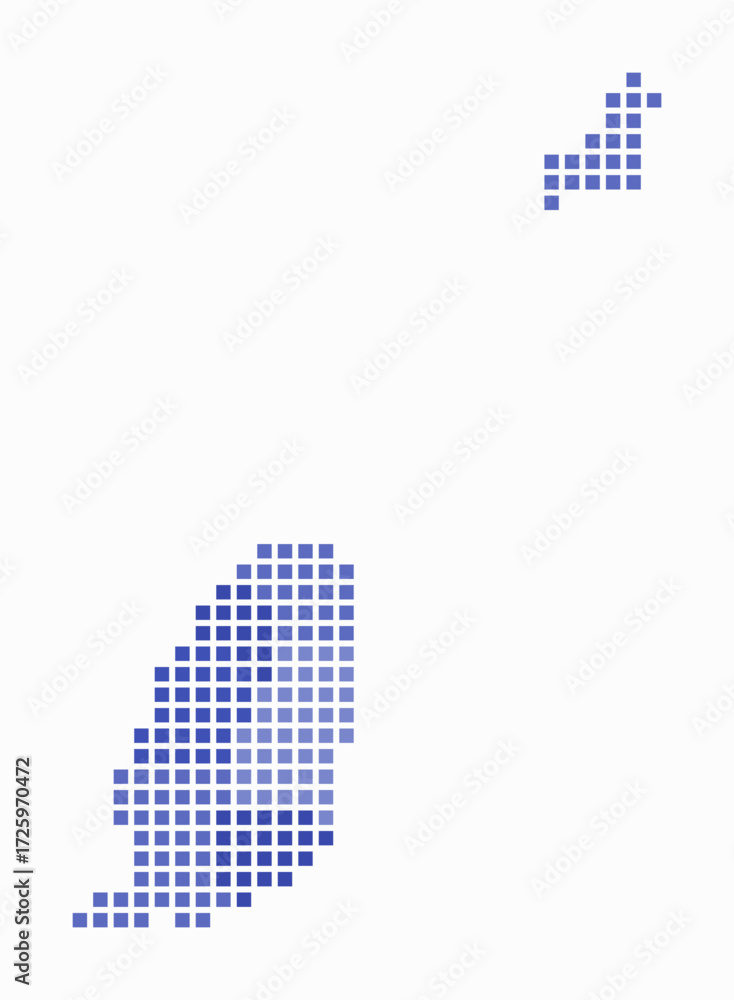 Poster grenada dotted map. digital style map of the country on white background. grenada shape with square 