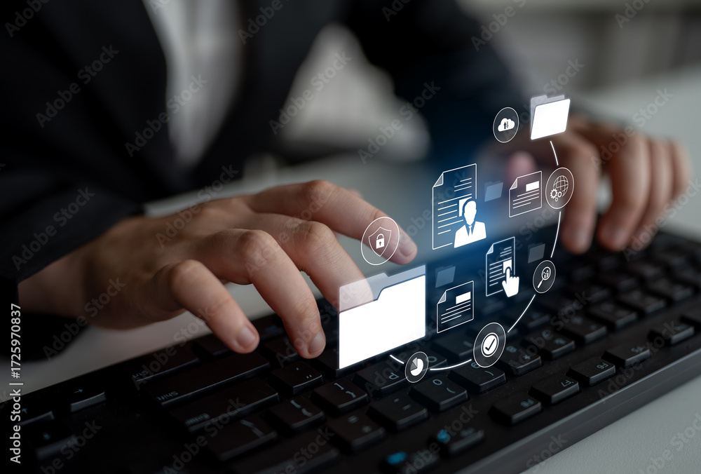 Poster document management system for secure file storage, organized access, and efficient digital workflow