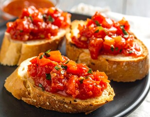 Delicious Tomato Bruschetta Appetizer Close-up