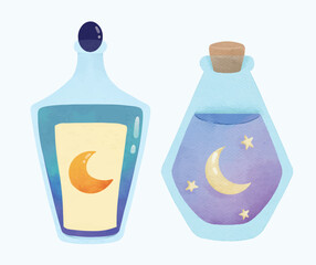 illustration of Moon Potion Halloween Bottle for Spooky Autumn Festival Decoration Ornament