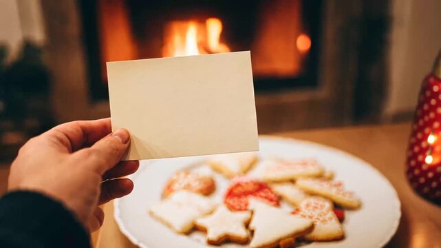 Blank note near christmas cookies