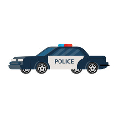 Modern flat design illustration of a patrol vehicle, symbolizing law enforcement and public safety in urban areas