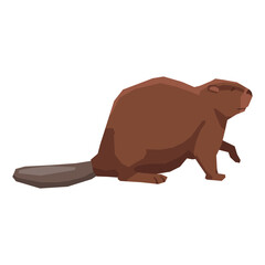 Stylized illustration of a North American beaver, a diligent and industrious semi-aquatic mammal, depicted on a crisp white background, emphasizing its distinct features and habitat relevance