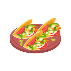 Freshly Prepared Taco Trio A Delicious and Colorful Culinary Composition on a Platter