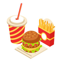Delicious Fast Food Set Burger, Fries, and Drink Illustration for your Design Projects