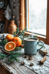 Winter Warmth: Cozy Hot Drink by the Window