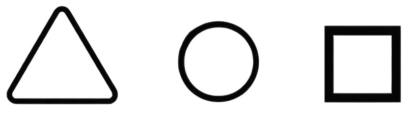 Set of three basic geometric shapes icons.