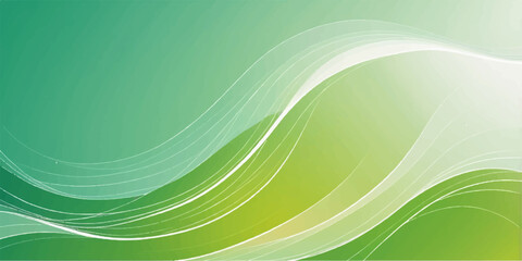 Abstract vector illustration of a dynamic green wave pattern background with subtle light and a natural, flowing curve design