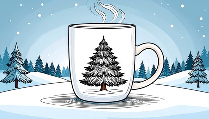 Winter mug with Christmas tree design