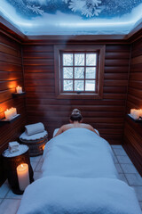 Winter Spa Massage Session in a Luxurious Cabin