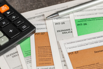 Completing the tax return called PIT. Annual tax settlement in Poland.