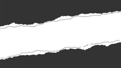 Dark gray paper torn in the middle revealing a bright white background with rough edges
