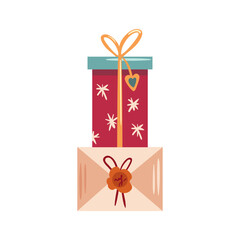 An Artistic Illustration of a Festive Gift Accompanied by a Cheerful Letter for Celebrations