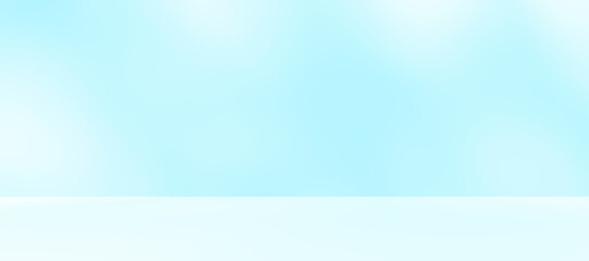 Empty blue room studio with shadow of leaves on concrete wall and floor for product presentation. Sunlight effect shadow. Minimal winter backdrop. Cosmetic, beauty and fashion showroom.