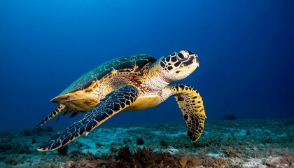Fototapeta premium Sea turtle swimming underwater
