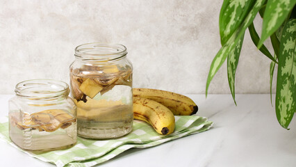 Banana peel fertilizer soaking for plants natural composting