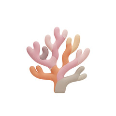 Obraz premium Colorful coral branch isolated on transparent background