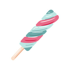 A vibrant vector illustration of a swirled ice cream bar on a stick, bursting with color and playful charm perfect for cheerful branding and whimsical designs.