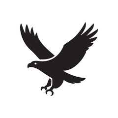 Eagle vector illustration of a black flying eagle silhouette with spread wings