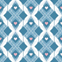 Geometric pattern with hearts