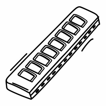 black and white harmonica drawing clip art preview