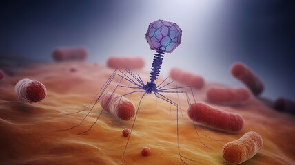 Bacteriophage Attacking Bacteria: A Microscopic Battle
