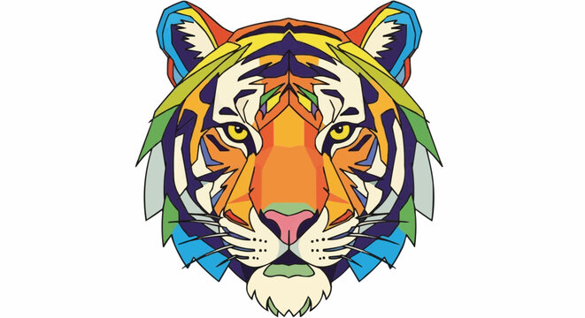 World animal day october 4 abstract colorful tiger head drawing vector illustration animal portrait design wild cat graphic art print 100 vector
