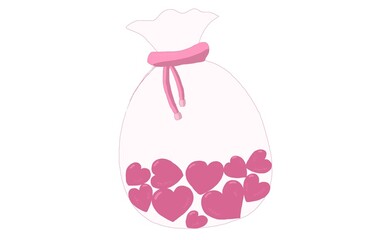 A single love-themed plastic bag, PNG format with transparent background, ideal for gifts or Valentine’s Day.