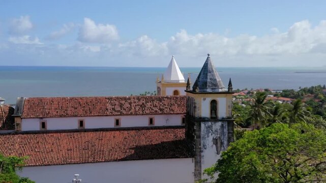 Aerial view of the historic igreja do carmo church in olinda, brazil