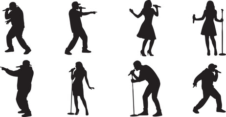 Obraz premium Singer and Rapper Silhouette Icon Set.