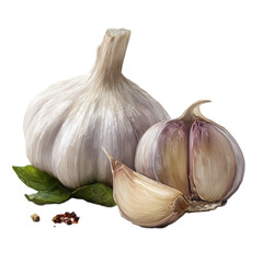 Garlic bulb isolated spice ingredient cooking herbal medicine organic food preparation seasoning visuals and culinary design graphics