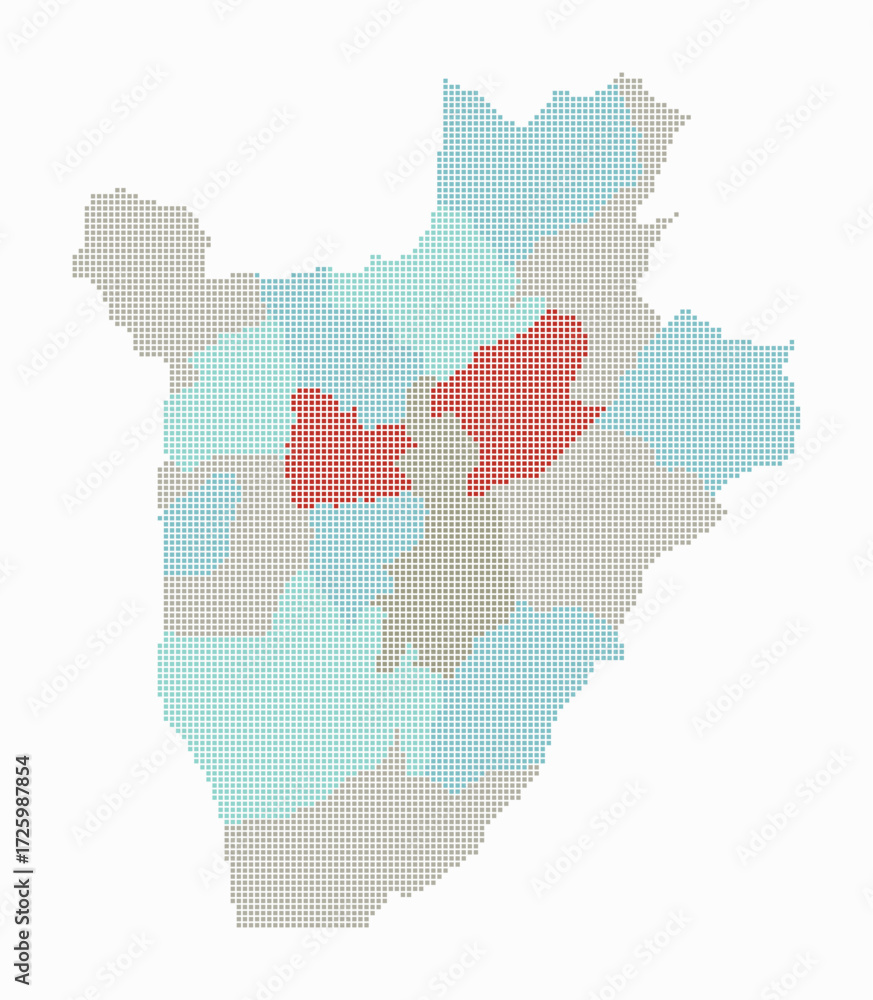 Poster burundi dotted map. digital style map of the country on white background. burundi shape with square 