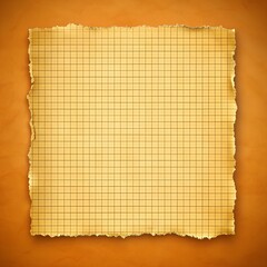 Obraz premium Old Fashioned Yellow Grid Paper Sheet with Frayed Edges