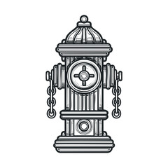 Vintage fire hydrant design for urban planning and public safety. Vector black icon