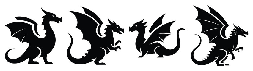 dragon Icon Set, Vector illustration