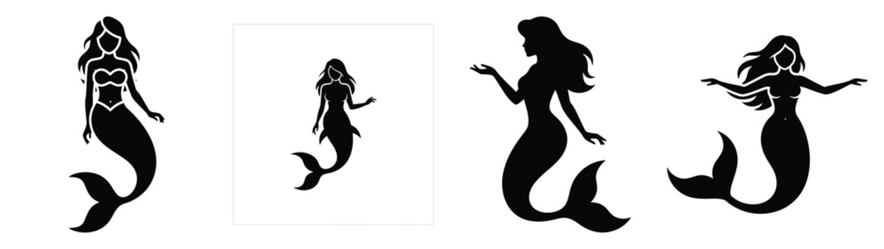 mermaid Icon Set, Vector illustration