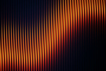 Vertical orange lines with gradient effect on a plain black surface creating an abstract pattern