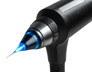  Close-Up of Diode Laser Handpiece with Cooling Tip, Angled View, Transparent PNG