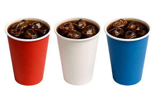 Soft drink cups isolated on transparent background