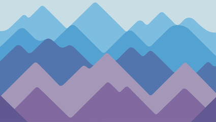 Abstract layered mountain range in cool blue and purple tones