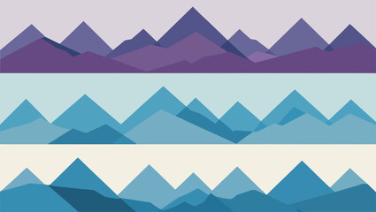Abstract geometric mountain range landscape in cool tones